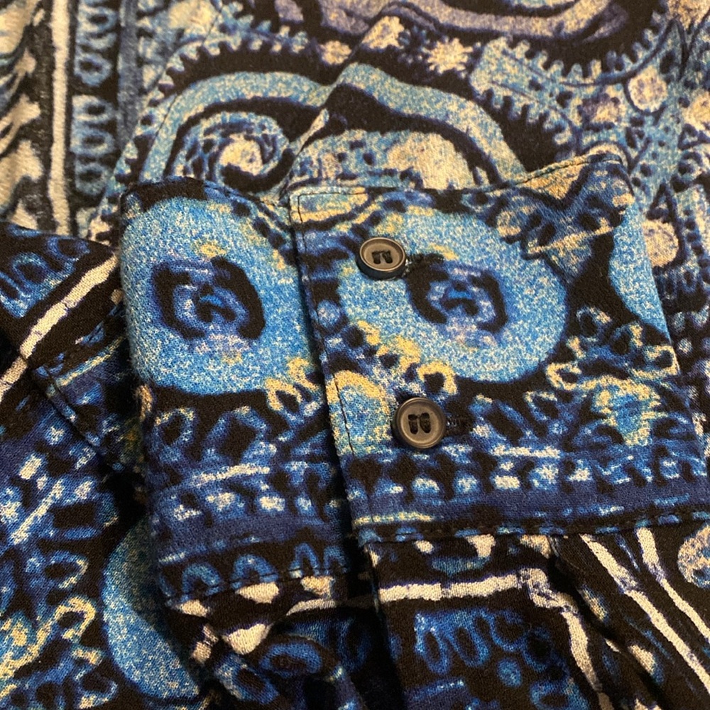 Free People Navy and Sky Blue Patterned Blouse - Picture 4 of 8